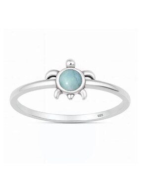 NWT- Sterling Silver (925) Ocean Turtle Ring with Larimar Stone